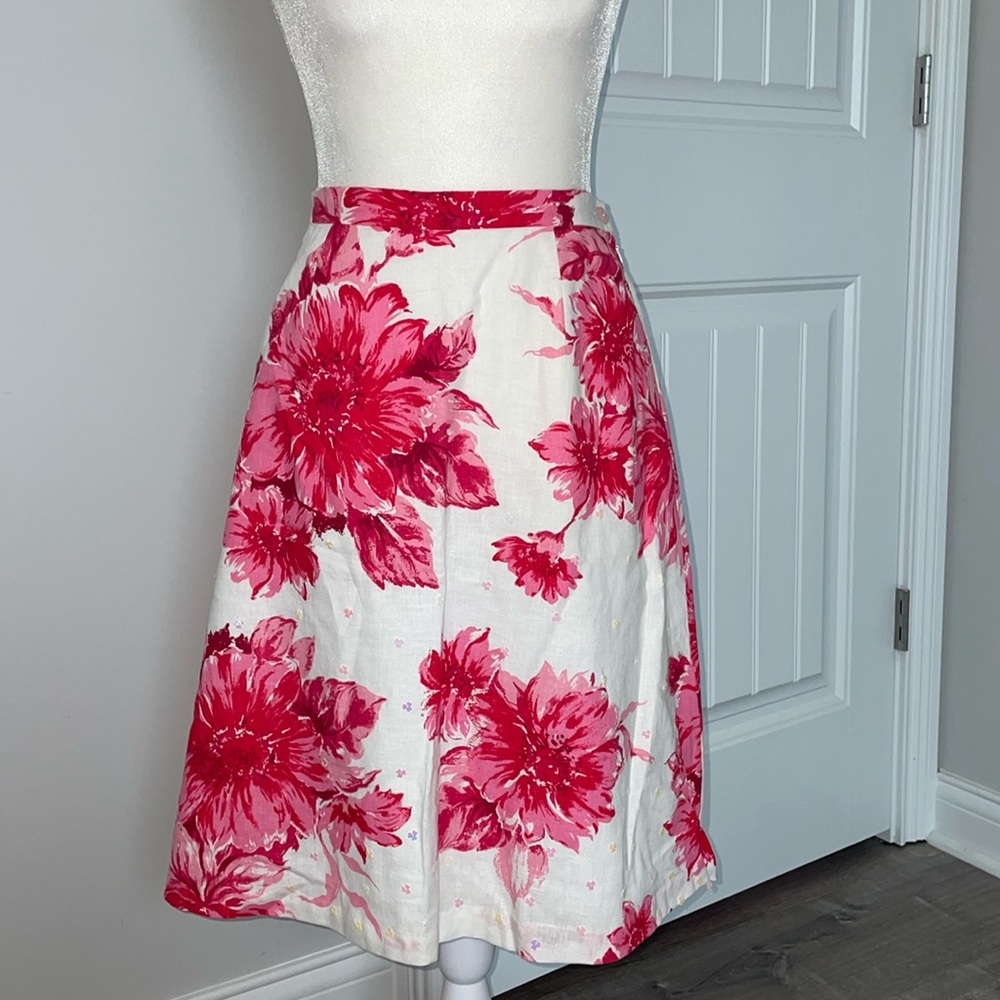 Coldwater Creek Pink Floral Linen Skirt (size XS)